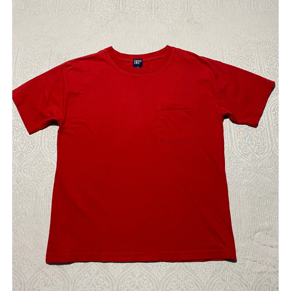SW8TH Men's Size Medium Red Short Sleeve Pocket T-Shirt 100% Cotton Solid